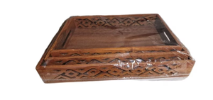 Bandeja de Almacenamiento de Madera de Acacia Ecológica Hecha a Mano, Diseño de Imitación Antigua, Técnica Pulida, Estilo Artístico - Product Image 6