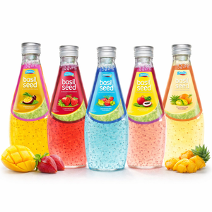 Boisson aromatisée aux graines de basilic du fabricant vietnamien, bouteille en verre de 290 ml, boisson naturelle stérilisée, OEM, marque privée - Product Image 1