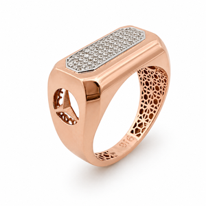 <b>Mens</b> 18KT Rose Gold Rectangular Micro Pave Cubic Zirconia Signet <b>Ring</b> Luxury Polished Statement Wedding Party Gift Jewelry - Product Image 2