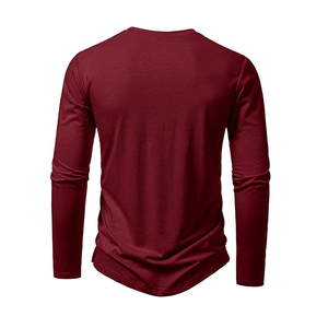เสื้อยืดคอกลมแขนยาวผ้าฝ้ายสีพื้นคุณภาพสูง 220 กรัม เสื้อยืดเปล่าสำหรับผู้ชาย เสื้อยืดลำลองเรียบง่าย - Product Image 6