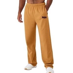 Pantalon de jogging pour homme en coton foncé uni, coupe droite, anti-boulochage, imperméable, couleur personnalisable, poids moyen, décontracté, pour la gym - Product Image 1