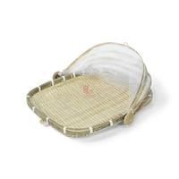 Ronde natuurlijke bamboe opbergmand met gaasdeksel, milieuvriendelijk rustiek design, multifunctioneel gebruik, Vietnametrcraft VTC0709