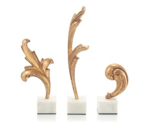 Objet décoratif en bois doré de style luxueux pour la maison et le bureau, objet décoratif en bois avec base en pierre - Product Image 2