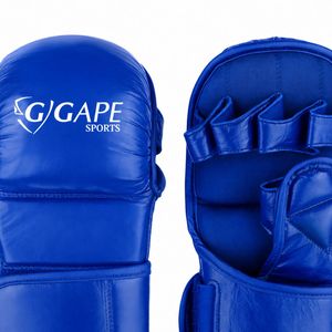 Guantes de Sparring MMA Personalizados, Guantes de Entrenamiento de Piel Sintética, Guantes de Lucha con <span class=keywords><strong>Palma</strong></span> Abierta, Guantes de Grappling, Equipo de Artes Marciales, Azul Rey - Product Image 6