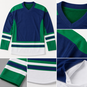 เสื้อฮอกกี้น้ำแข็งคอวี แขนยาว ลายทางสีตัดต่อ ผ้าโพลีเอสเตอร์ 100% ระบายเหงื่อได้ดี ทรงปกติ สำหรับผู้ใหญ่ - Product Image 6