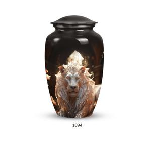 โกศบรรจุอัฐิคุณภาพดีที่สุด รูปสิงโตป่าสีเขียว ขนาดใหญ่ สำหรับบรรจุอัฐิของมนุษย์ ผู้ใหญ่ ชายและหญิง โกศสำหรับบรรจุอัฐิของพ่อผู้ใหญ่ - Product Image 2