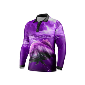 เสื้อโปโลแขนยาวสำหรับผู้ชาย ลายพิมพ์ปลาทูน่า ป้องกันรังสียูวี UPF 50 ผลิตจากโพลีเอสเตอร์ 100% เหมาะสำหรับกิจกรรมกลางแจ้ง - Product Image 4