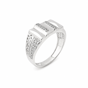 925 Sterling <b>Silver</b> Pave Moissanite Geometric Signet <b>Ring</b> for <b>Men</b> Hip Hop Wedding Party Daily Wear Jewelry Gift - Product Image 3