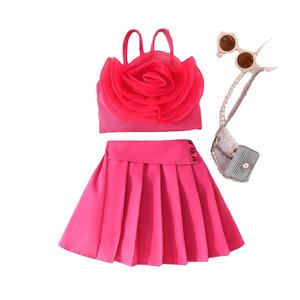 Primavera Verano Ropa para niños Niños 8-12 años Top de encaje Falda grande Media falda Conjunto para niños - Product Image 2