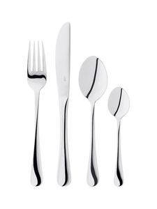 Judge Style Polished <b>Flatware</b> - 4-Piece High-Shine Stainless Steel Silverware Set: Elegant Ergonomic Design Daily Tableware - Product Image 1