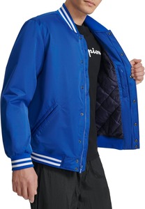 <b>Men's</b> Royal Blue Varsity <b>Jacket</b> Solid Color Button Closure Turn-down Collar Casual Style Autumn Wear Regular Fit - Product Image 2