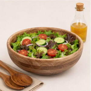 Grand saladier en bois artisanal et écologique, en bois d'acacia naturel, pour servir des fruits et des collations, décoration de la maison et utilisation en restaurant - Product Image 2