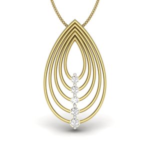 Colgante de Oro Amarillo en Forma de Lágrima con Diamantes Redondos de Corte Brillante, Joyería Minimalista para Mujer, Uso Diario - Product Image 3