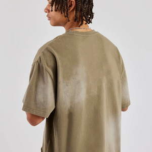 T-shirts vintage en coton épais 240 g/m² surdimensionnés, personnalisés, délavés à l'acide, coupe courte pour hommes, motifs imprimés unis, vente en gros - Product Image 2