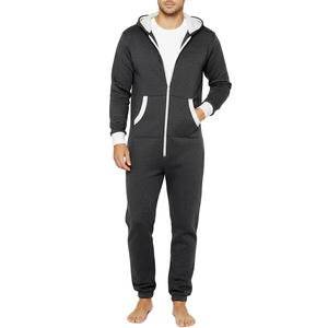 Pyjama d'hiver personnalisable pour homme, combinaison à capuche respirante en polaire unie 300g, manches en peluche - Product Image 2