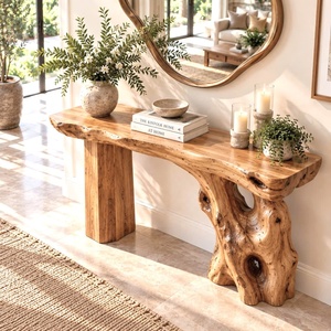 Table d'entrée rectangulaire en bois faite à la main, table de canapé moderne et minimaliste, idéale pour les meubles dans les salons et les couloirs - Product Image 6