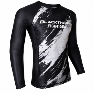 Camiseta Rashguard de Manga Larga para Hombre, Elástica en 4 Direcciones, para MMA y BJJ, OEM, Satinada, Transpirable, Antibacteriana, UPF50+, de Secado Rápido - Product Image 4