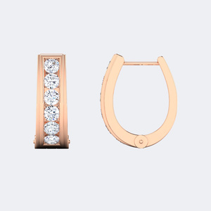 Pendientes de aro anchos con diamantes de corte redondo de 1.75 quilates y engaste de canal - Product Image 5