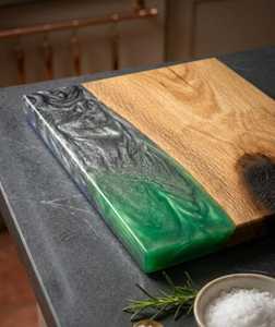 Planche à fromage en résine, planche à découper en bois et résine époxy pour cuisine, planche de service en bois de hêtre - Product Image 4