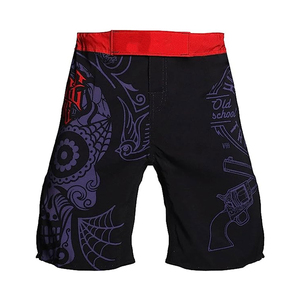Shorts de combat de haute qualité pour hommes, couleur noir violet, pour boxe, kickboxing, arts martiaux, MMA, UFC, boxe pour hommes - Product Image 3