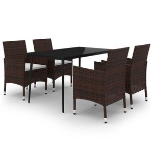 Set da pranzo da giardino in rattan marrone a 5 pezzi, mobili da esterno resistenti alle intemperie, stile contemporaneo per patio e terrazza - Product Image 2