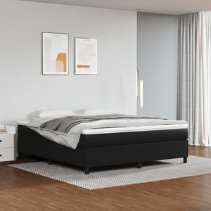 Cadre de lit California King en simili cuir noir sans matelas pour usage américain - Product Image 1