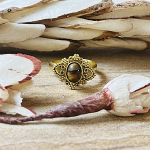 High Demand Tiger Eye Brass <b>Ring</b> Vintage Style Tribal Filigree <b>Statement</b> <b>Ring</b> Handmade Ornate Beaded Jewelry Wholesale <b>Ring</b> - Product Image 1