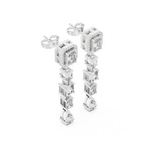 Boucles d'oreilles de luxe en or rose 14 carats avec diamant de laboratoire taille émeraude 3,10 carats certifié IGI |   Nouveau diamant cultivé - Product Image 5