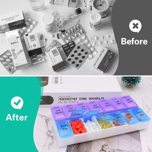 กล่องใส่ยาแบบรายสัปดาห์ 2 ชิ้น กล่องจัดยา 7 วัน AM/PM พร้อมกล่องเก็บยาแบบถอดได้ - Product Image 3