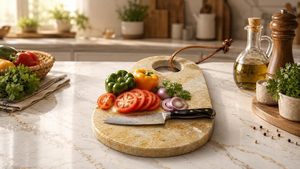 Planche à découper en marbre naturel, planche de service, planche à fromage avec poignée en cuir, planche à découper de cuisine, plateau décoratif - Product Image 5