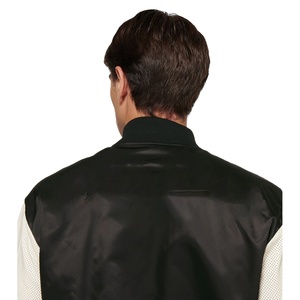 Veste universitaire en molleton coloré avec broderie chenille, patchwork et manches en cuir, style Letterman, pour le basketball, unisexe - Product Image 1