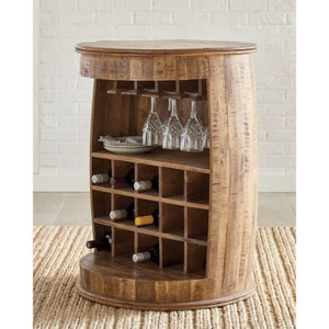 Mueble Bar para Vinos de Madera de Mango Sólida con Acabado Rústico, Perfecto para el Hogar y la Oficina - Product Image 2