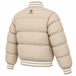 Chaqueta Bomber Acolchada Reversible Impermeable de Invierno para Mujer, Color Beige, Cuello Alto, Cierre de Cremallera, Corte Holgado, Personalizable - Product Image 2