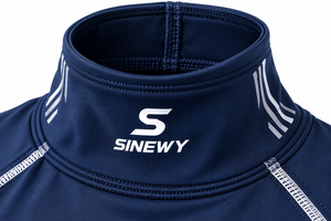 SINEWY <b>Men's</b> <b>Black</b> Long Sleeve <b>Turtleneck</b> Compression Shirt Moisture Wicking Breathable Fitted Ice Hockey Jersey Front Full - Product Image 5