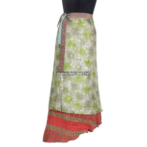 Hippie Magic Wrap Around Indian Vintage Silk Saree <b>Boho</b> Stylish Multi Color Summer Wear Comfortable Fashion <b>Boho</b> Hippie Free - Product Image 1