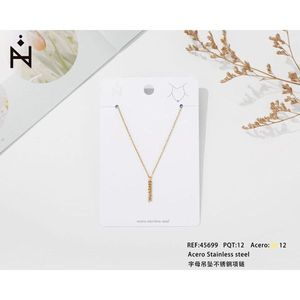 Collana con ciondolo a lettera Acero in acciaio inossidabile placcato oro, design minimalista per donna - Product Image 3