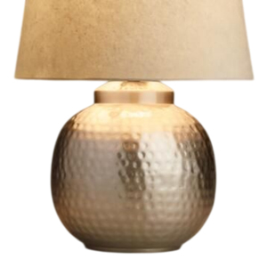Lampe de table antique martelée, base en métal bronze avec abat-jour en lin pour la décoration du salon, de la chambre ou du bureau, au meilleur prix - Product Image 2