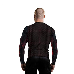 Men Digital Print Polyester/Nylon BJJ Rash Guard Gym Surfing Diving <b>Compression</b> <b>Shirts</b> MMA Rash Vest Front Logo Quick Dry - Product Image 5