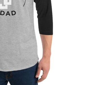 Camiseta de Béisbol de Manga 3/4 en Gris Jaspeado y Negro, de Algodón Suave con Contraste, Estilo Casual para el Día a Día, para Papás - Product Image 6
