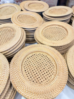 Assiette de présentation en rotin marron 33 cm, faite à la main, écologique, pour la décoration de table, assiette de présentation en rotin blanc pour la décoration de mariage, vente en gros UE