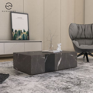 Modern Marble Coffee <b>Table</b> Minimalist Design Living Room Furniture Decorative <b>Stone</b> <b>Top</b> Rectangular Shape - Product Image 5