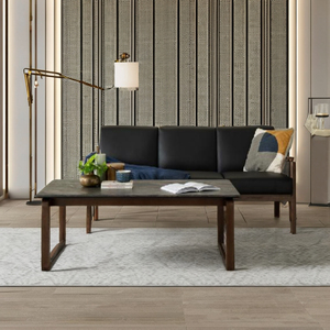 Modern Durable Minimalist Coffee <b>Table</b> Resin <b>Top</b> <b>Solid</b> <b>Wood</b> Base Curved Leg Design Living Room Home Furniture - Product Image 1
