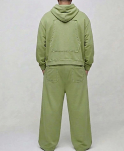 Conjunto de sudaderas con capucha extragrandes a la moda, precio mayorista asequible, con logo impreso personalizado y cordones largos, para hombre. - Product Image 3