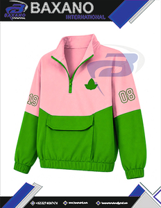Alfa |   Kapa |   Sudadera con Cierre de Cremallera Alpha Sorority, Diseño de Bloques de Color Verde y Rosa, Bolsillos, Corte Regular, Sudadera de Otoño - Product Image 5