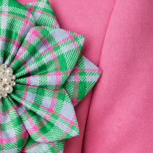 Broche de Flor Verde y Rosa, Elegante Pin Floral para Solapa, Accesorio de Lujo para Mujer, Decoración de Moda con Diseño de Pétalos y Centro de Perla - Product Image 6