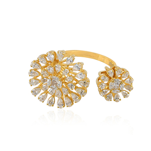 Bague ouverte ajustable de luxe pour enfants en or massif 14 carats avec diamant bleu de laboratoire de 2,07 carats, certifiée IGI, tendance et raffinée - Product Image 1