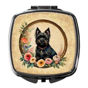 Cairn Terrier <b>Flowers</b> Compact Folding Handheld Travel Makeup <b>Mirror</b> Pocket Decorative Gift for Women and Girls - Product Image 1
