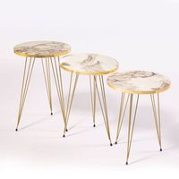Tables gigognes modernes et élégantes en fer, écologiques, avec plateau en marbre, meubles multifonctionnels pour salon et chambre, haute qualité