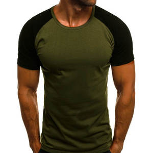 T-shirt décontracté pour homme en coton vert olive à col rond et manches courtes, idéal pour l'été, personnalisable avec logo, OEM, ODM, vente en gros de vêtements - Product Image 1