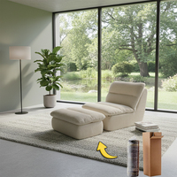 Fauteuil de luxe tendance style Ins en tissu côtelé avec pouf, élégant fauteuil de relaxation individuel pour la jeune génération